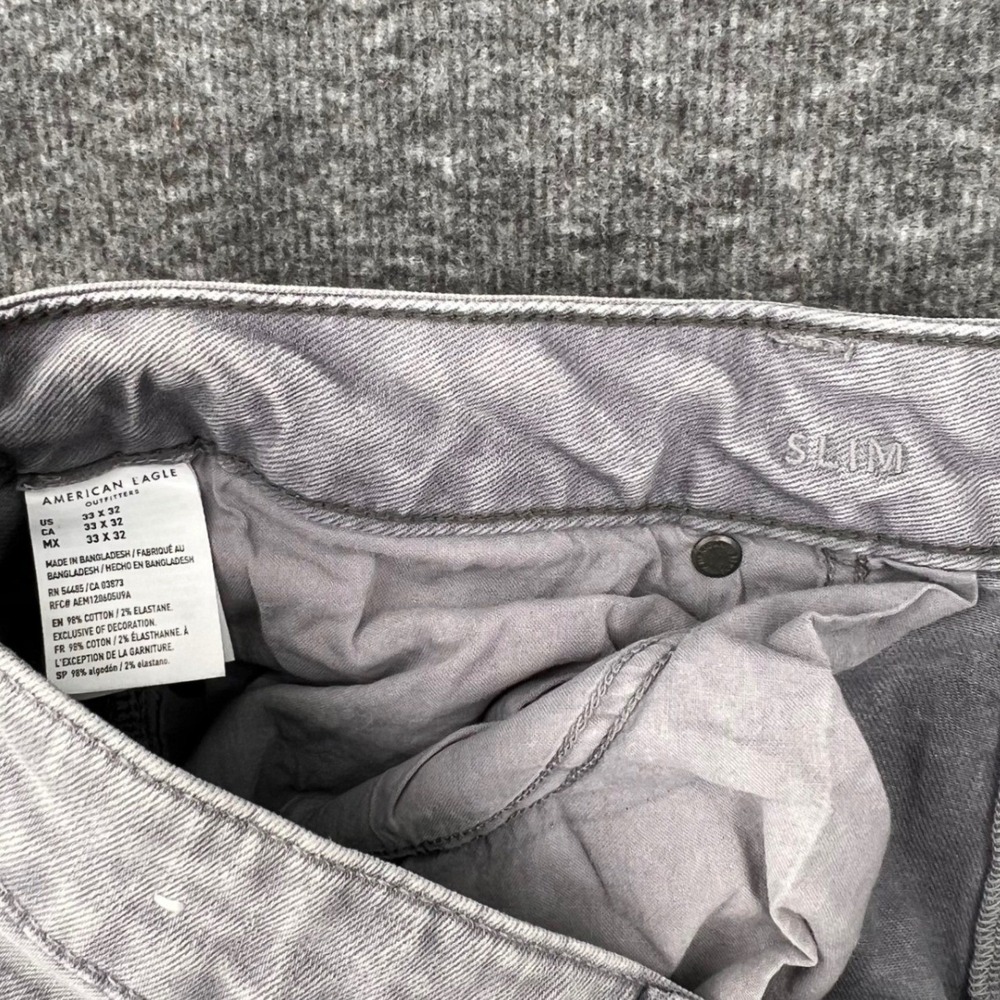 American Eagle Airflex+ Skinny Jeans Mens Grey Distressed Acid Wash Denim 33 - Picture 11 of 11